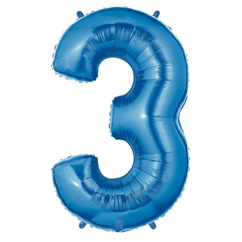 Balon folie cifra 3 albastru 100cm Balon folie cifra 3 albastru 100cm