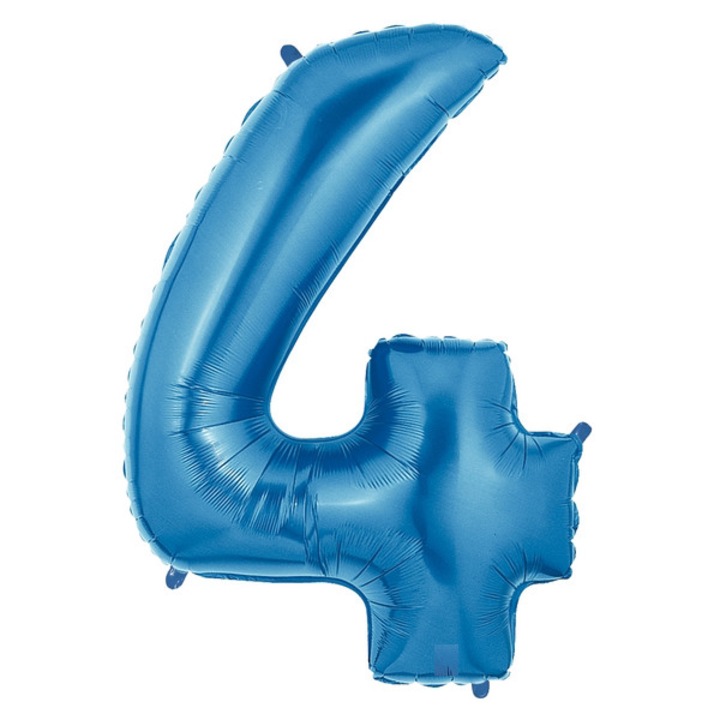 Balon folie cifra 4 albastru 100cm