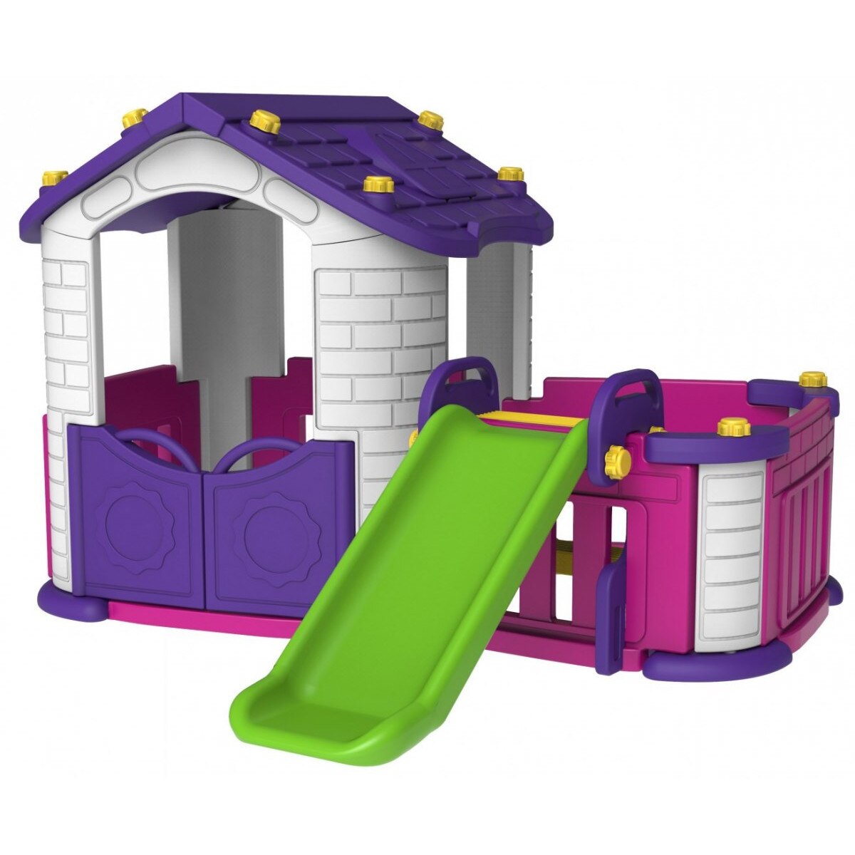 Casuta de joaca modular 2 in 1 cu tobogan, mov