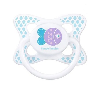 Suzeta silicon simetrica 0-6 luni cu peste, albastru, Canpol, 23/460 Suzeta silicon simetrica 0-6 luni cu peste, albastru, Canpol, 23/460