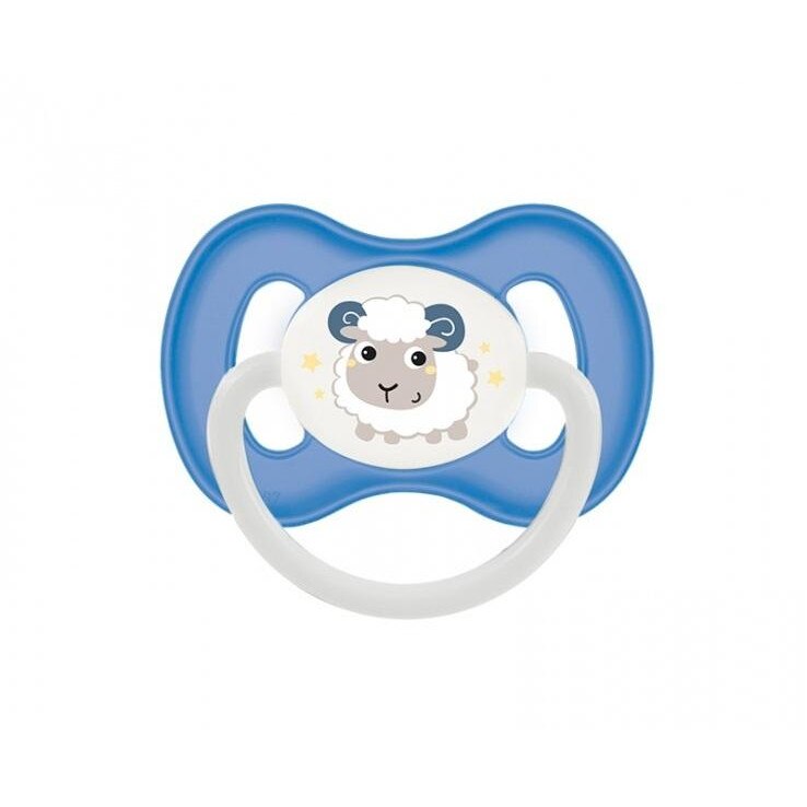 Suzeta silicon simetrica 0-6 luni cu oaie, albastru, Canpol, 23/268