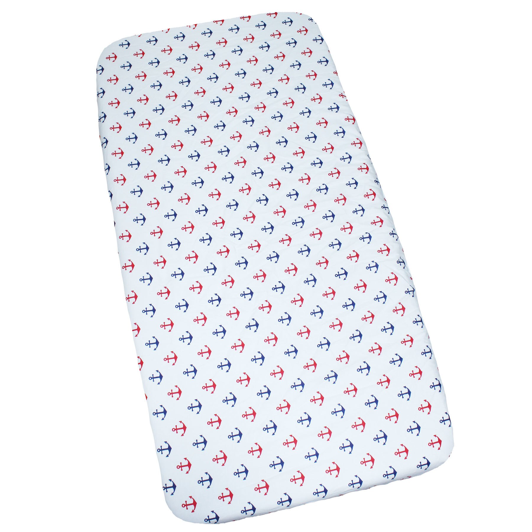 Cearceaf bumbac, alb cu ancore bluemarin si rosii, 120x60 cm