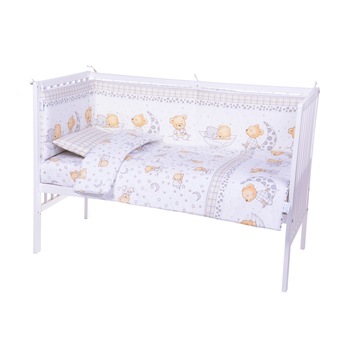 Lenjerie bumbac patut copii Bebe Royal 140*70 - 5 piese - Ursulet crem Lenjerie bumbac patut copii Bebe Royal 140*70 - 5 piese - Ursulet crem