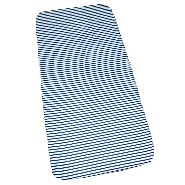 Cearceaf bumbac, alb cu dungi bluemarin, 120x60 cm