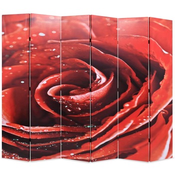 Paravan pliabila, de camera model trandafir imprimat, vidaXL, 228 x 180 cm, Rosu Paravan pliabila, de camera model trandafir imprimat, vidaXL, 228 x 180 cm, Rosu