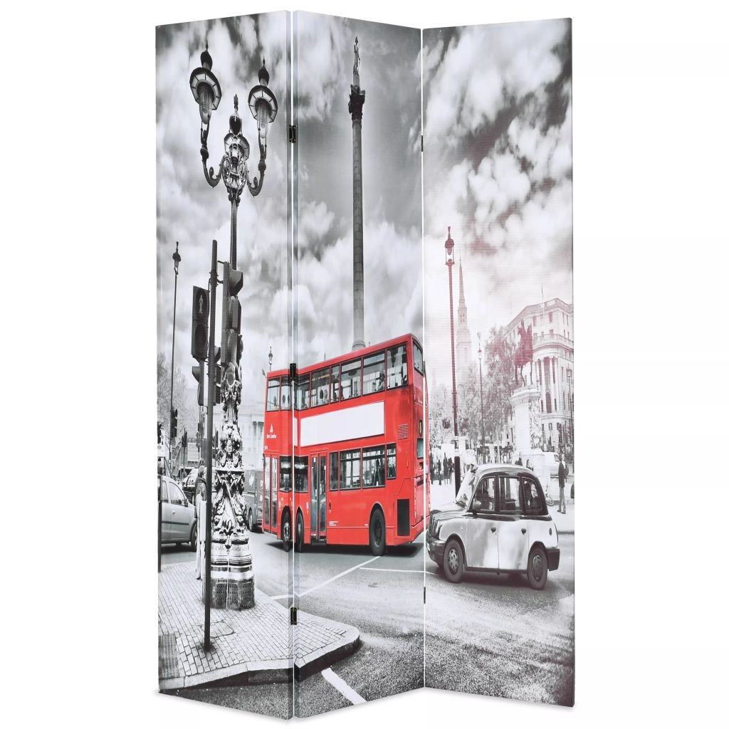 Paravan de camera, pliabil, imprimeu autobuz in Londra, vidaXL, 120 x 180 cm, Multicolor