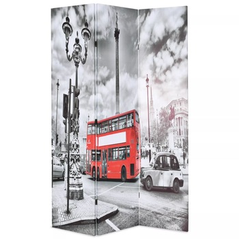 Paravan de camera, pliabil, imprimeu autobuz in Londra, vidaXL, 120 x 180 cm, Multicolor Paravan de camera, pliabil, imprimeu autobuz in Londra, vidaXL, 120 x 180 cm, Multicolor