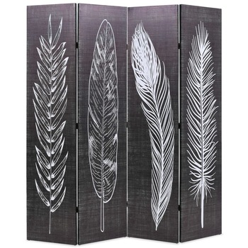 Paravan pliabil cu imprimeu pene, vidaXL, 160 x 180 cm, Negru Paravan pliabil cu imprimeu pene, vidaXL, 160 x 180 cm, Negru