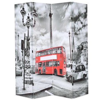 Paravan de camera, pliabil, imprimeu autobuz in Londra, vidaXL, 160 x 180 cm, Multicolor Paravan de camera, pliabil, imprimeu autobuz in Londra, vidaXL, 160 x 180 cm, Multicolor