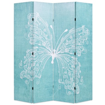 Paravan de camera, pliabil, imprimeu fluture, vidaXL, 160 x 180 cm, Albastru Paravan de camera, pliabil, imprimeu fluture, vidaXL, 160 x 180 cm, Albastru