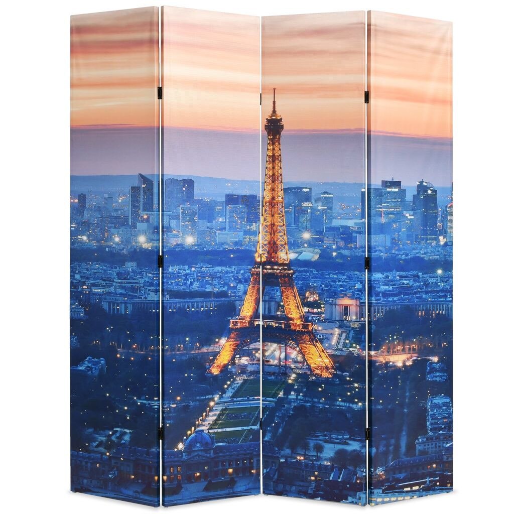 Paravan de camera, pliabil, imprimeu Paris Turnul Eiffel, vidaXL, 160 x 180 cm, Multicolor