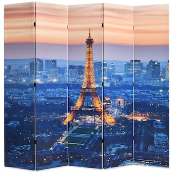Paravan de camera, pliabil, imprimeu Paris Turnul Eiffel, vidaXL, 200 x 180 cm, Multicolor Paravan de camera, pliabil, imprimeu Paris Turnul Eiffel, vidaXL, 200 x 180 cm, Multicolor