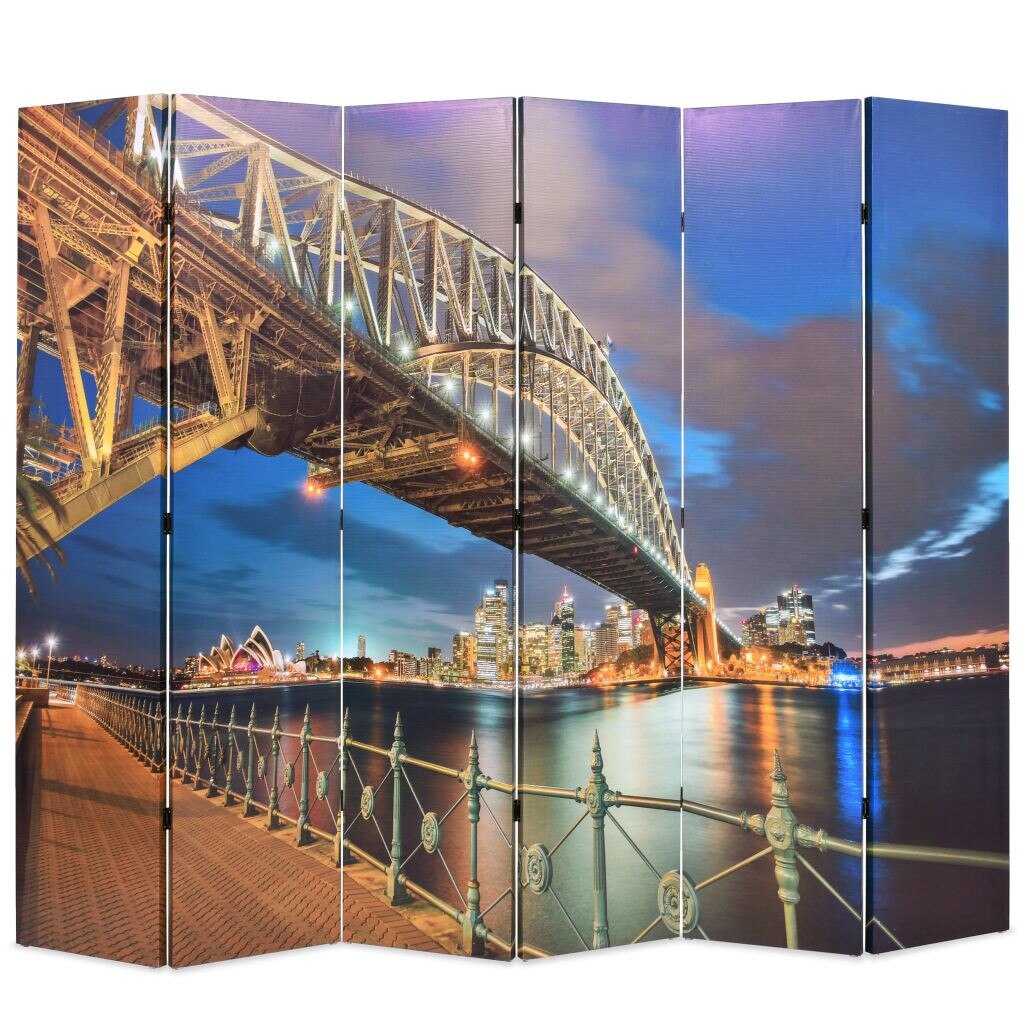 Paravan de camera, pliabil, imprimeu Podul Portului Sydney, vidaXL, 228 x 180 cm, Multicolor