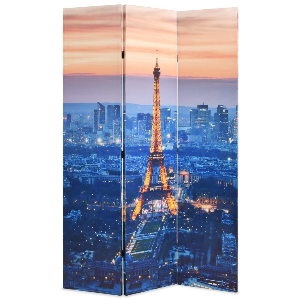 Paravan de camera, pliabil, imprimeu Paris Turnul Eiffel, vidaXL, 120 x 180 cm, Multicolor