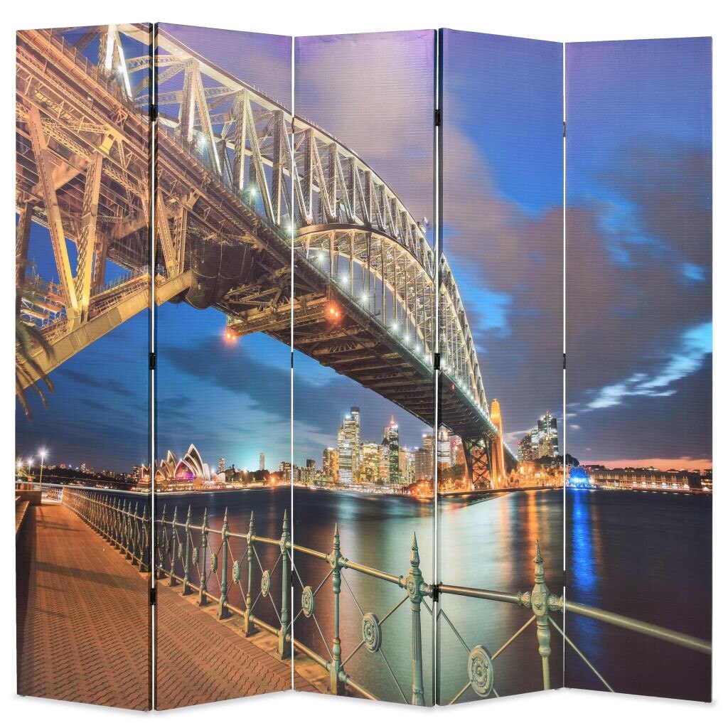 Paravan de camera, pliabil, imprimeu Podul Portului Sydney, vidaXL, 200 x 180 cm, Multicolor