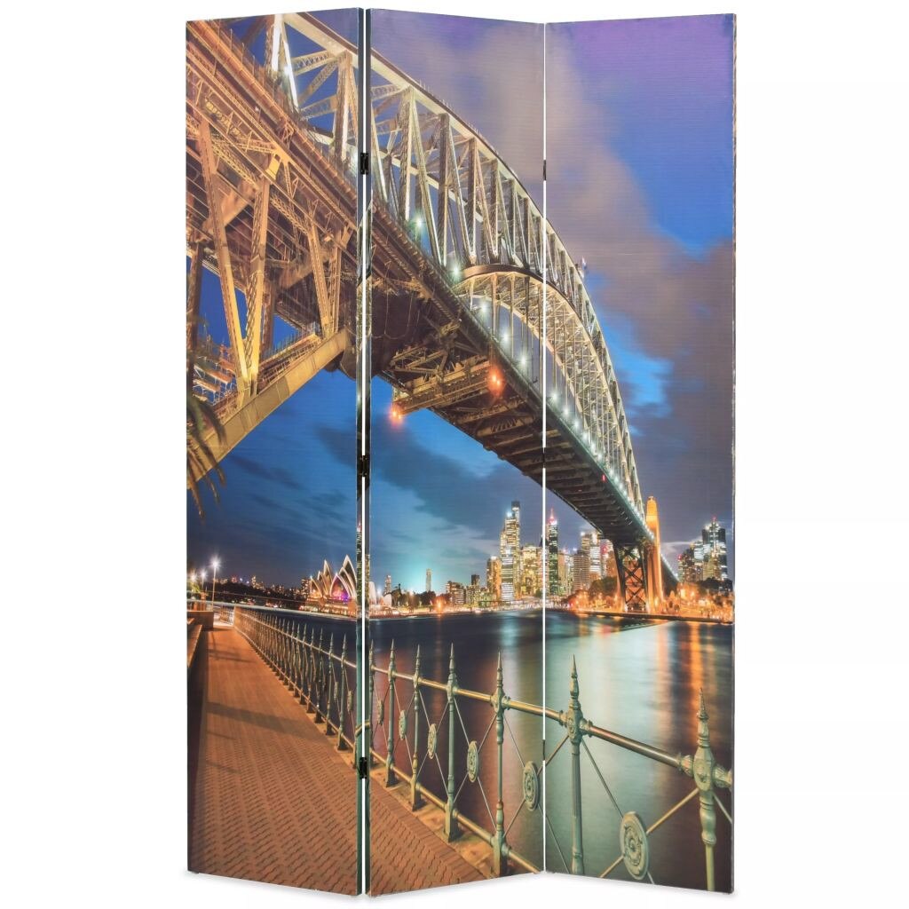 Paravan de camera, pliabil, imprimeu Podul Portului Sydney, vidaXL, 120 x 180 cm, Multicolor
