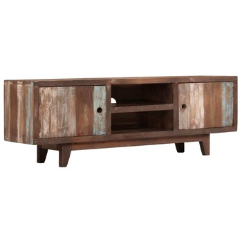 Comoda TV din lemn masiv de acacia, vidaXL, Multicolor, 118 x 30 x 40 cm Comoda TV din lemn masiv de acacia, vidaXL, Multicolor, 118 x 30 x 40 cm