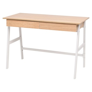 Birou de scris, vidaXL, PAL si cadru metalic, Maro, 110 x 55 x 75 cm Birou de scris, vidaXL, PAL si cadru metalic, Maro, 110 x 55 x 75 cm
