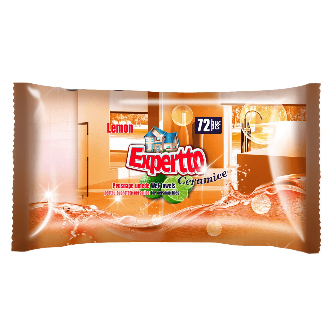 Servetele umede pentru suprafete ceramice Expertto, Lamaie, 72 buc