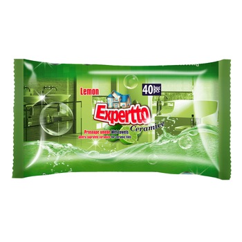 Servetele umede pentru suprafete ceramice Expertto, Lamaie, 40 buc Servetele umede pentru suprafete ceramice Expertto, Lamaie, 40 buc