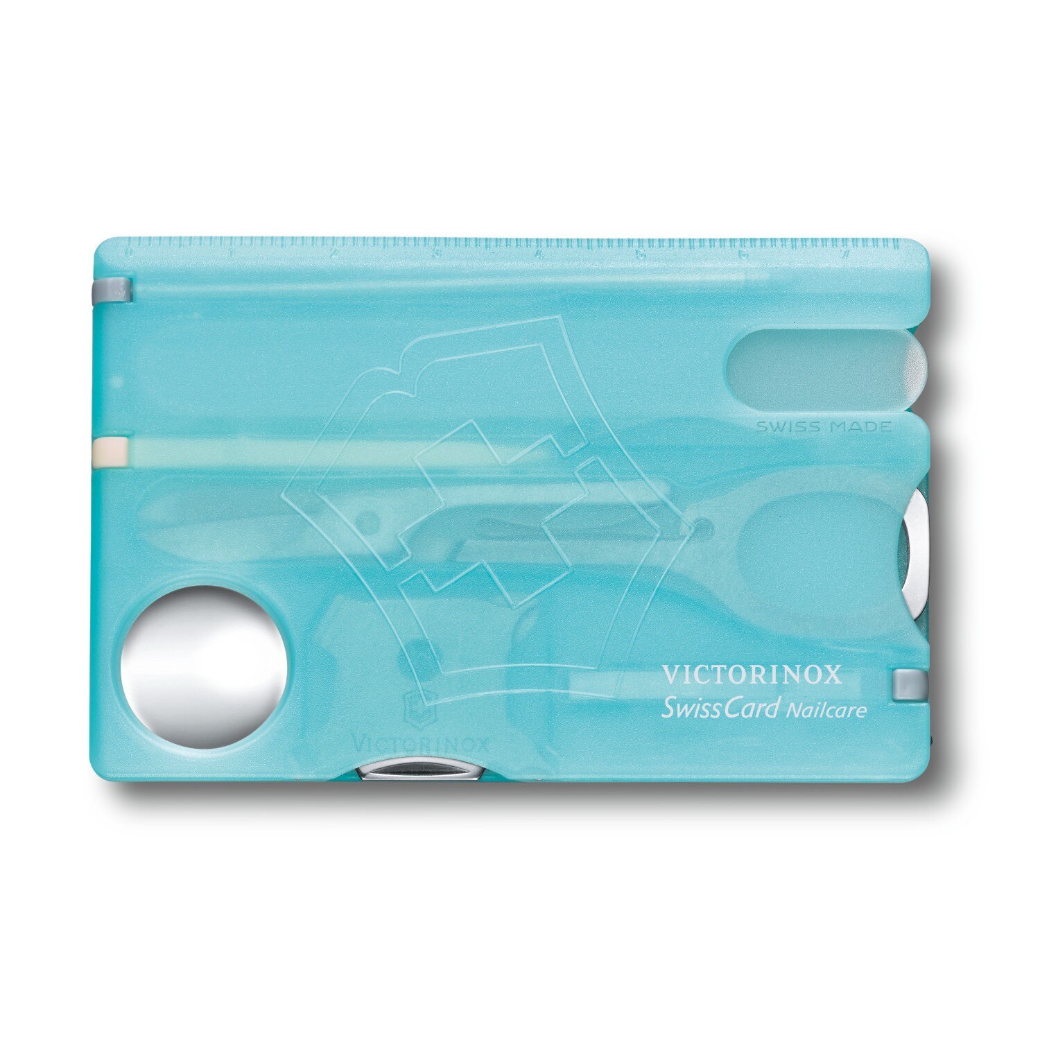 Card multifunctional Victorinox SwissCard Nailcare, albastru deschis