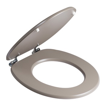 Capac WC universal Kring, din MDF, 37.5x5.5x44.3cm, cu balamale metalice, tortora scuro mat Capac WC universal Kring, din MDF, 37.5x5.5x44.3cm, cu balamale metalice, tortora scuro mat