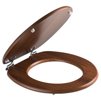 Capac WC universal Kring, din MDF, 37.5x5.5x44.3cm, cu balamale metalice, nuc Capac WC universal Kring, din MDF, 37.5x5.5x44.3cm, cu balamale metalice, nuc