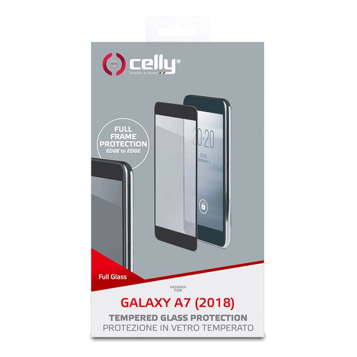 Стъклен протектор FULL GLASS, Samsung Galaxy A7 2018, черен