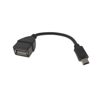 Cablu OTG USB mama - mini USB 5P tata 10 cm, negru Cablu OTG USB mama - mini USB 5P tata 10 cm, negru