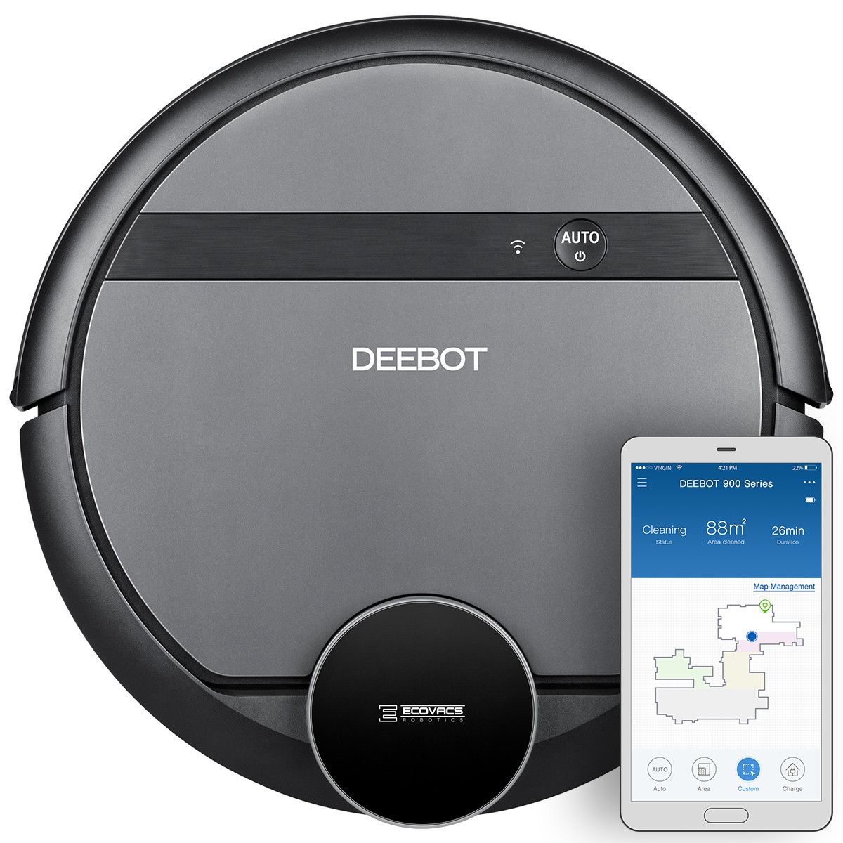 Robot de aspirare Ecovacs Deebot 901, Smart Navi 3.0, App, Smart