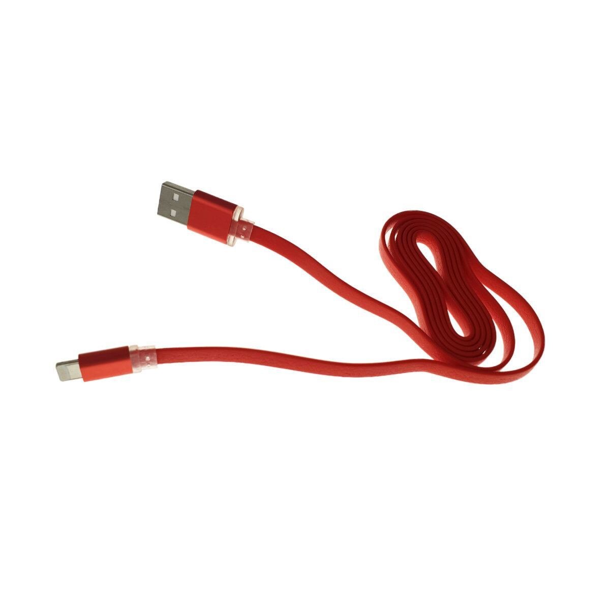 Cablu USB 2.0 lightning,100 cm,plat,cauciucat,rosu