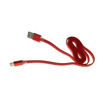 Cablu USB 2.0 lightning,100 cm,plat,cauciucat,rosu Cablu USB 2.0 lightning,100 cm,plat,cauciucat,rosu