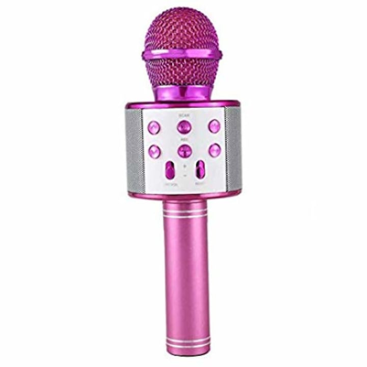 Wster-858 ,Mikrofon Bluetooth karaoke FM, 3W hangszóró, USB, SD slot, LED világítás ,lila