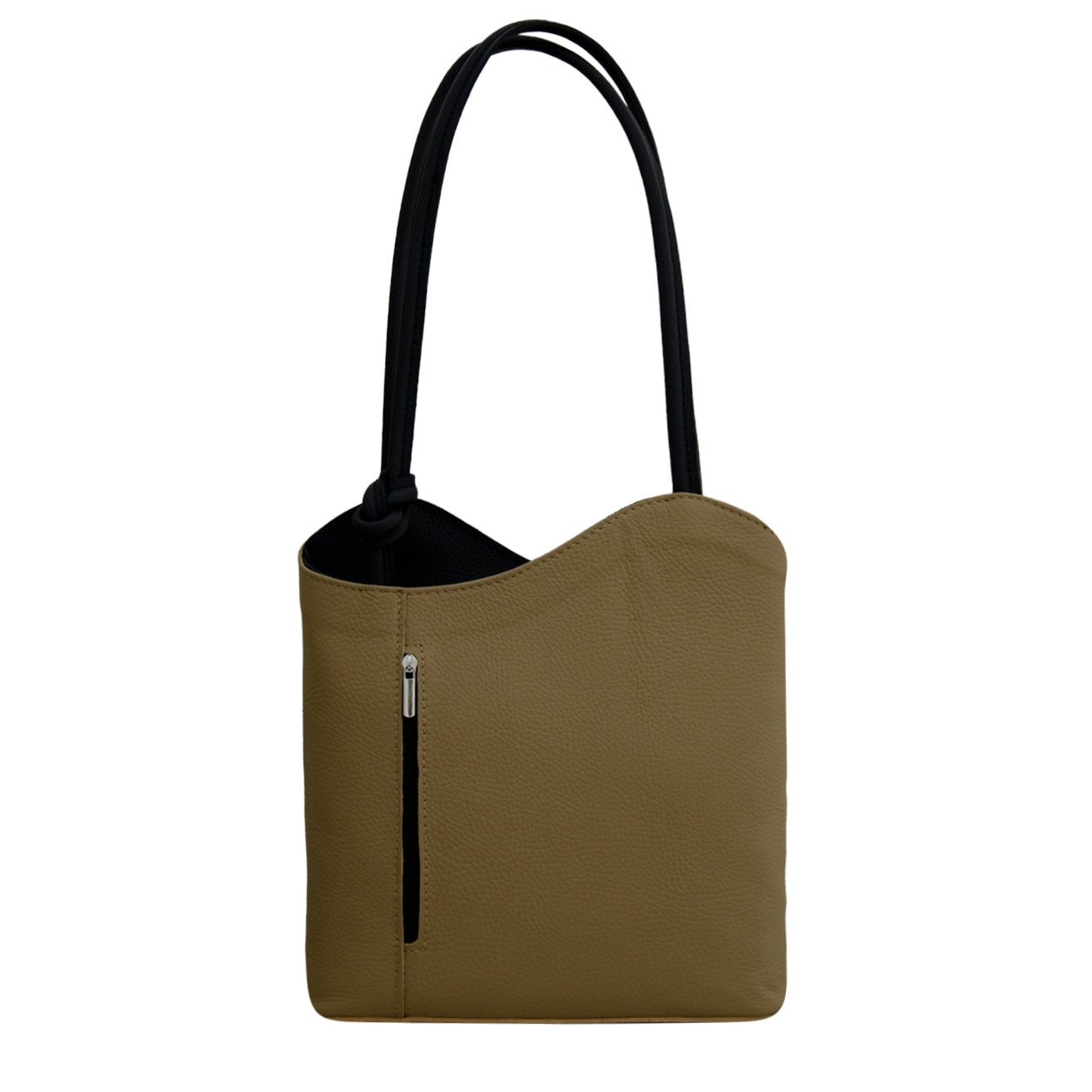 Geanta de dama din piele naturala, Iris 4 taupe deschis/negru