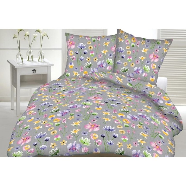 Set lenjerie de pat FAN, Bumbac, Multicolor, 160x200 cm