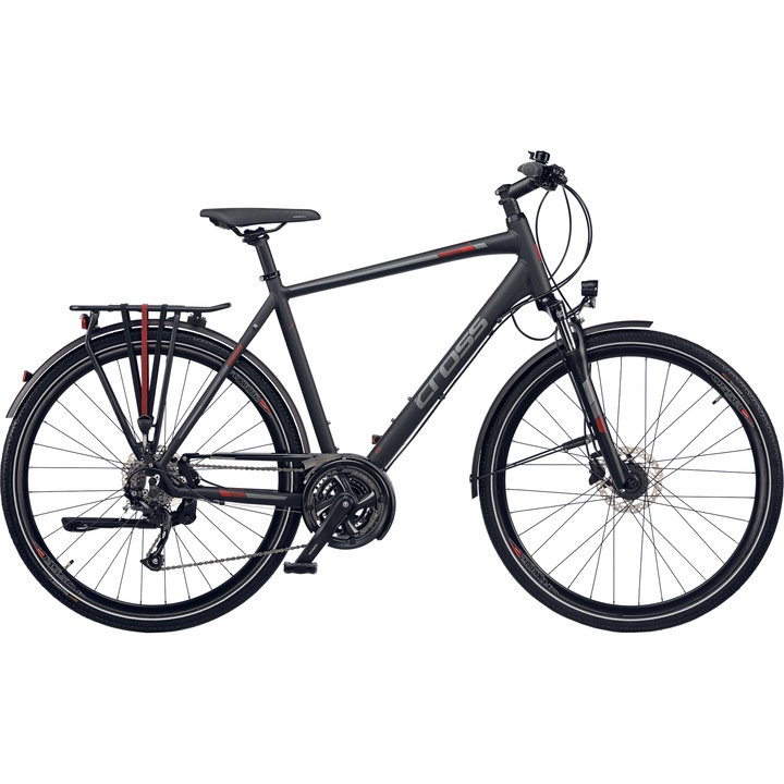 Bicicleta trekking 28" Cross Travel man, Black/Grey, 52cm