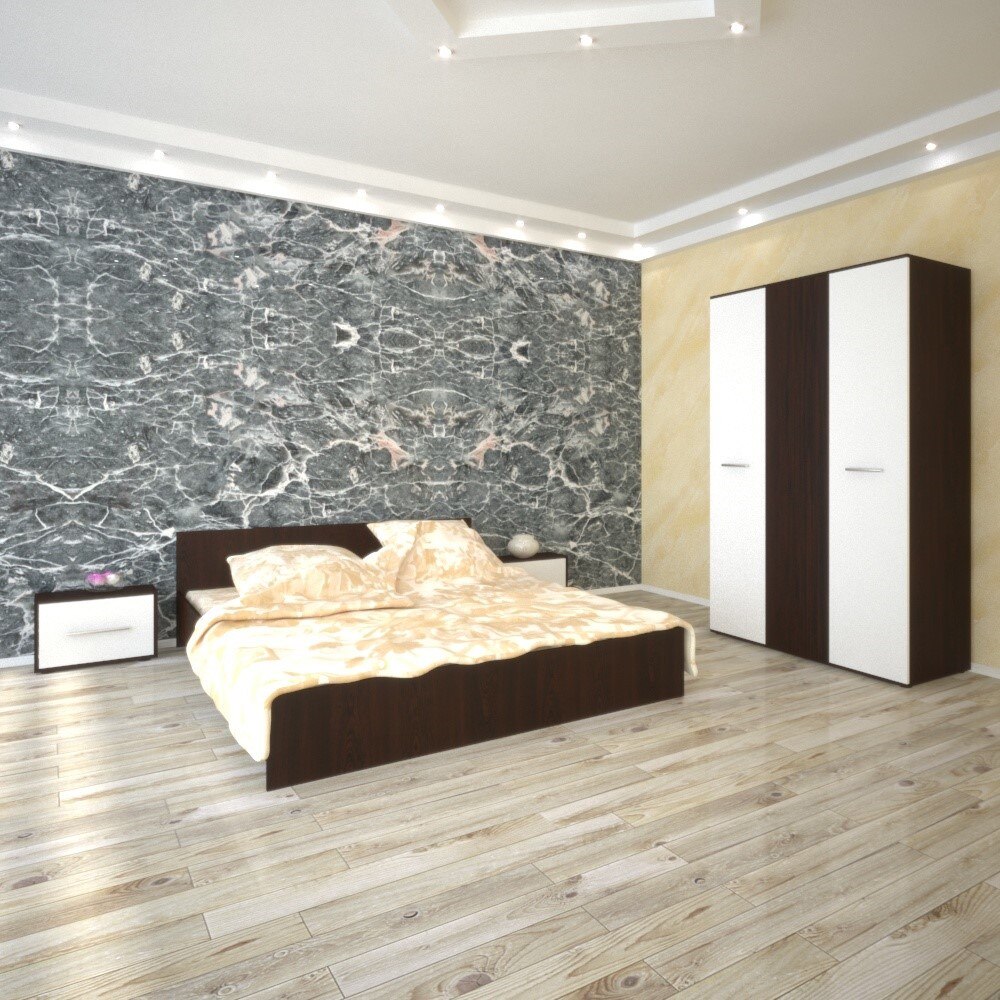 Set dormitor Toronto wenge-alb,pat 160 x 200 cm