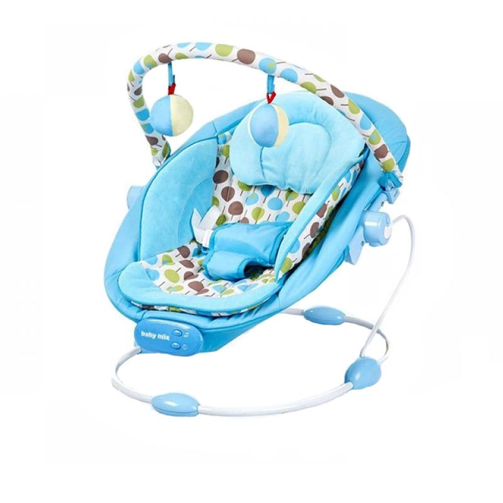 Balansoar muzical cu vibratii pentru bebelusi BabyMix BR245A, Albastru