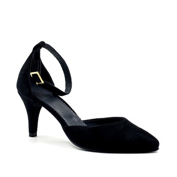 Pantofi stiletto, TUNGUS, piele naturala intoarsa rosie, toc 6 cm, Negru/Velur Pantofi stiletto, TUNGUS, piele naturala intoarsa rosie, toc 6 cm, Negru/Velur