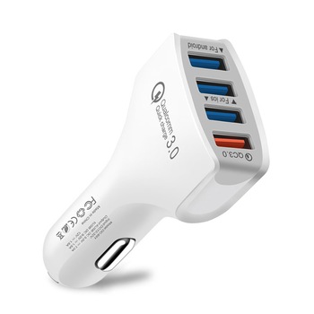 Incarcator auto cu Incarcare rapida 4 x USB, Qualcomm 3.0, Fast Charge, alb, QC4 Incarcator auto cu Incarcare rapida 4 x USB, Qualcomm 3.0, Fast Charge, alb, QC4