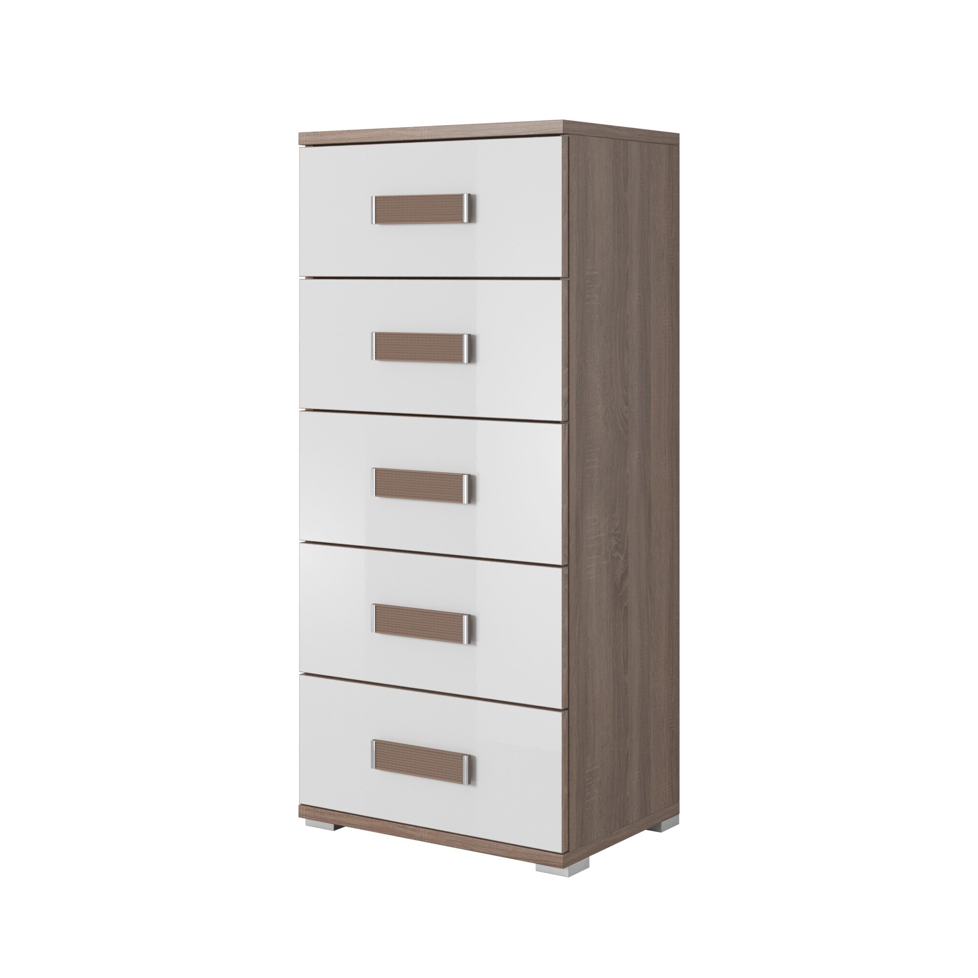 Comoda Carmen (4), CB, Alb / Sonoma, 128X60X42 cm