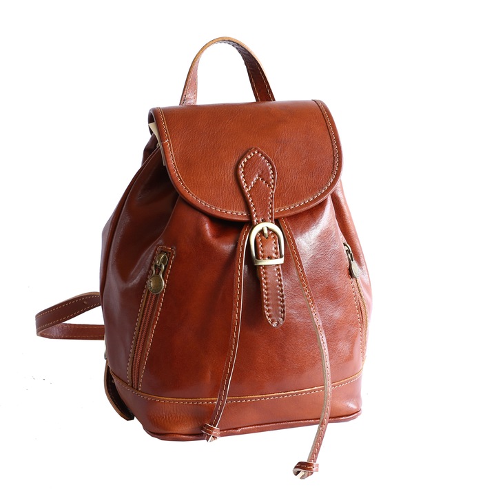 Rucsac dama din piele naturala, miere, DR104E