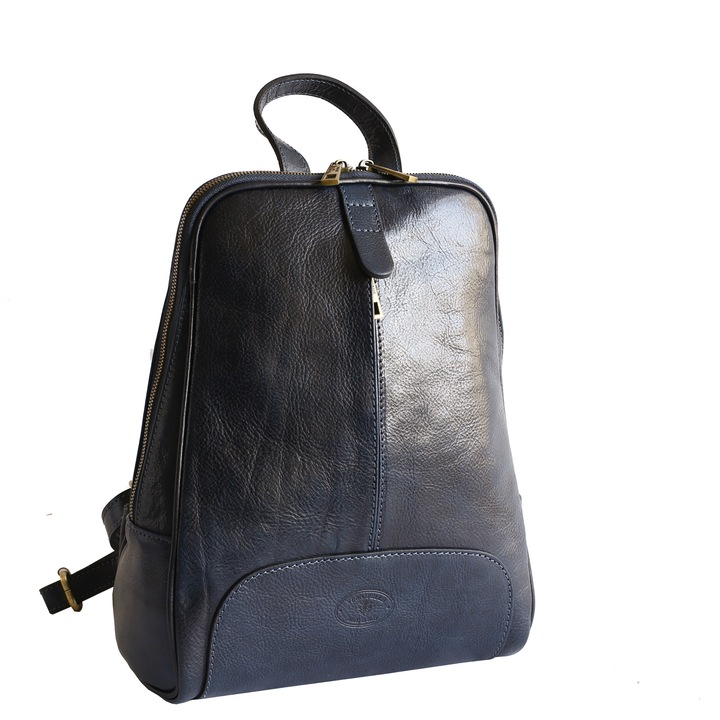 Rucsac dama din piele naturala, bleumaren, DR100E