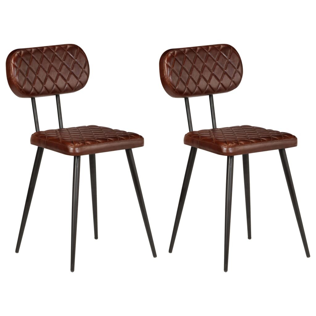 Set de 2 scaune de bucatarie, vidaXL, Piele naturala, Maro, 42 x 47 x 76 cm