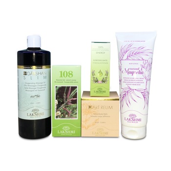 Set 4 produse pentru masaj ulei oxigenant, blend 108 uleiuri esentiale, balsam cu arnica, sinergia fortifianta, Lakshmi, cadou crema corporala cu magnolie si ulei de cocos Set 4 produse pentru masaj ulei oxigenant, blend 108 uleiuri esentiale, balsam cu arnica, sinergia fortifianta, Lakshmi, cadou crema corporala cu magnolie si ulei de cocos