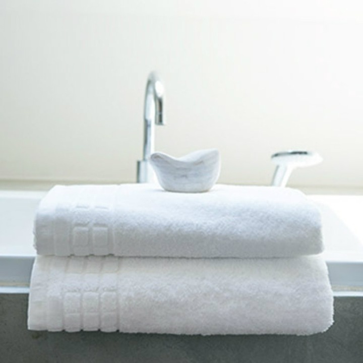 Prosop Frottier alb bumbac Dormisete Mosaic border, 30x50cm, pentru maini