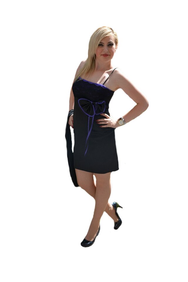 Rochie de seara scurta cu bustul imbracat cu dantela ,D&J Exclusive, Negru