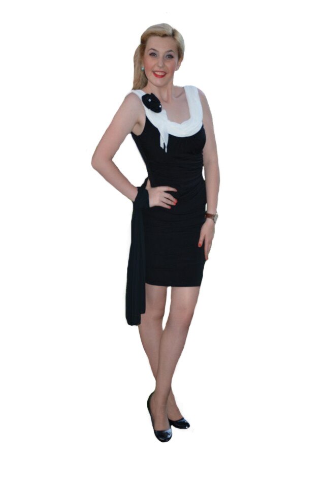 Rochie din material elastic cambrat pe corp, D&J Exclusive, Negru