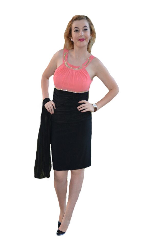 Rochie eleganta din jerse fin,D&J Exclusive, Negru-corai