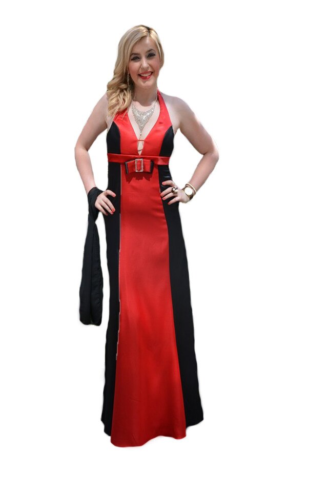 Rochie fermecatoare de seara, D&J Exclusive, negru-rosu